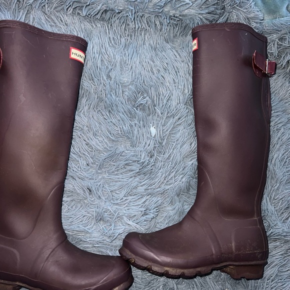 HUNTER Original Purple Gloss Tall Rubber Rain Boots Big Girls Size US 5B EU 37 - Picture 6 of 13
